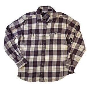 Carhartt Purple Plaid Long Sleeve Button-Up Shirt Women Large Western Farm Barn